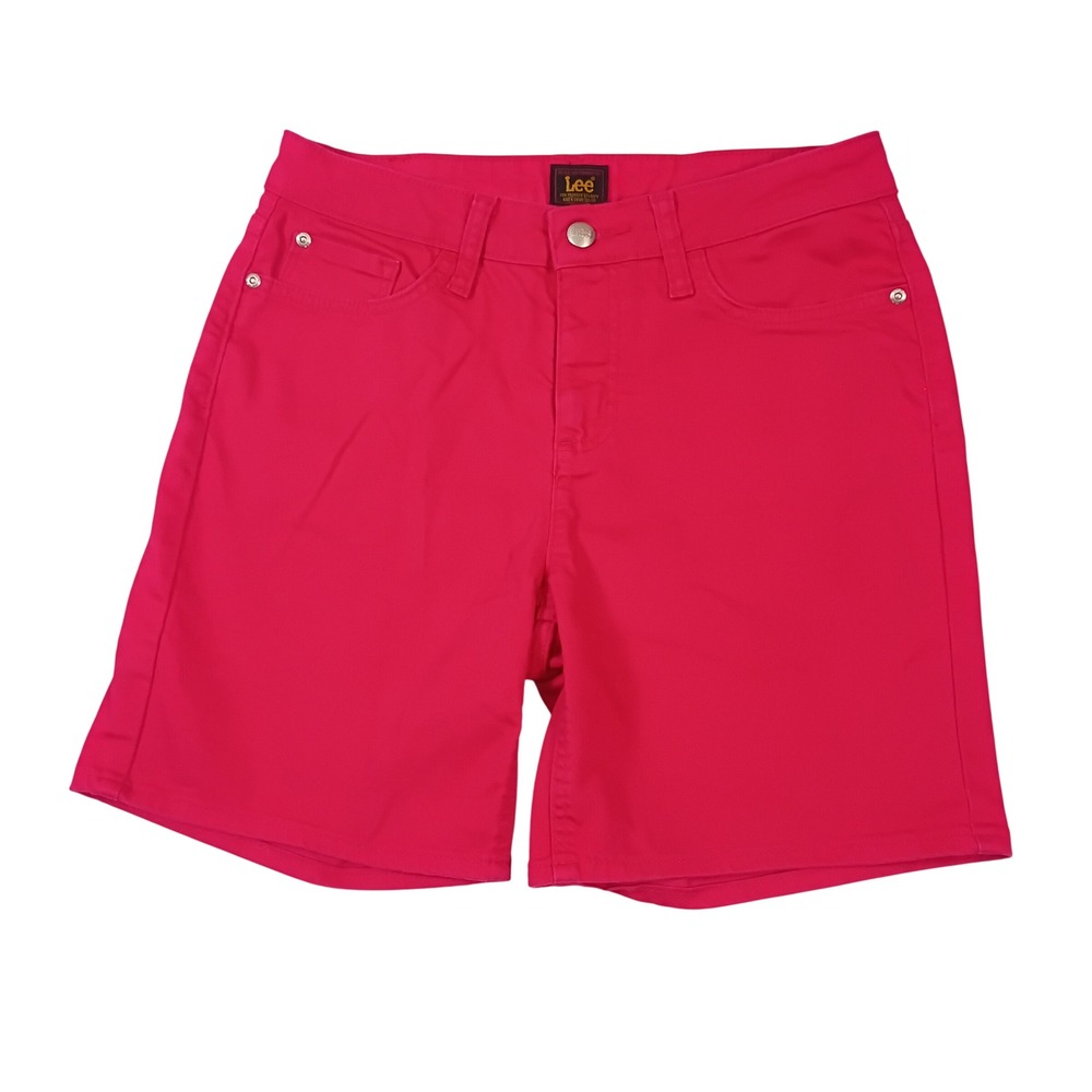 Lee Womens Fuchsia Pink Bermuda Denim Shorts Size 10M Mid Rise Stretch 112352354